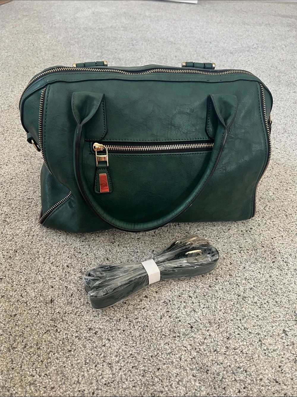 Urban Expressions Forest Green Satchel with Gold Hardware